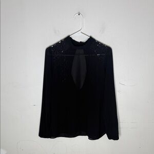 BCNU Black Semi Sheer and Lace Long Sleeve Blouse Size Large